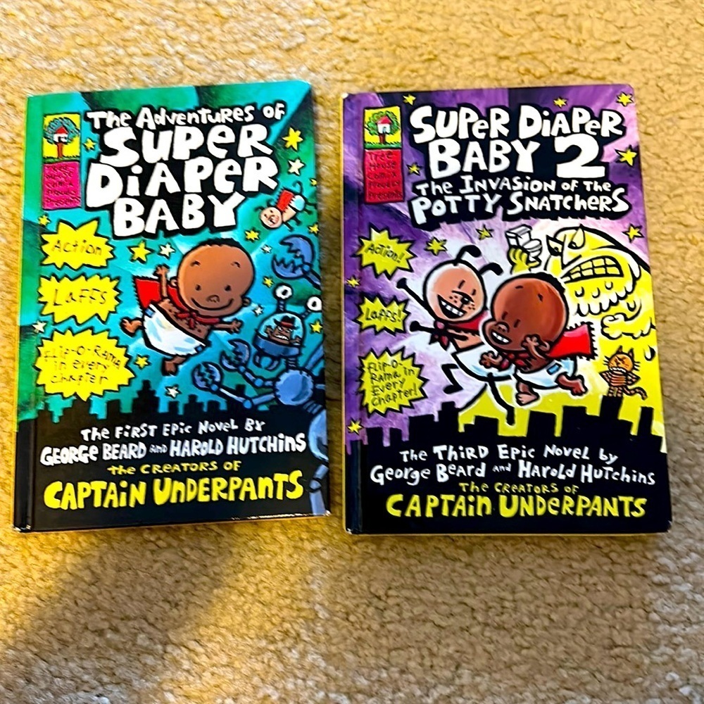 2FOR$12 Children’s Set of 2 Books Adventures of Super Diaper Baby Book hard back